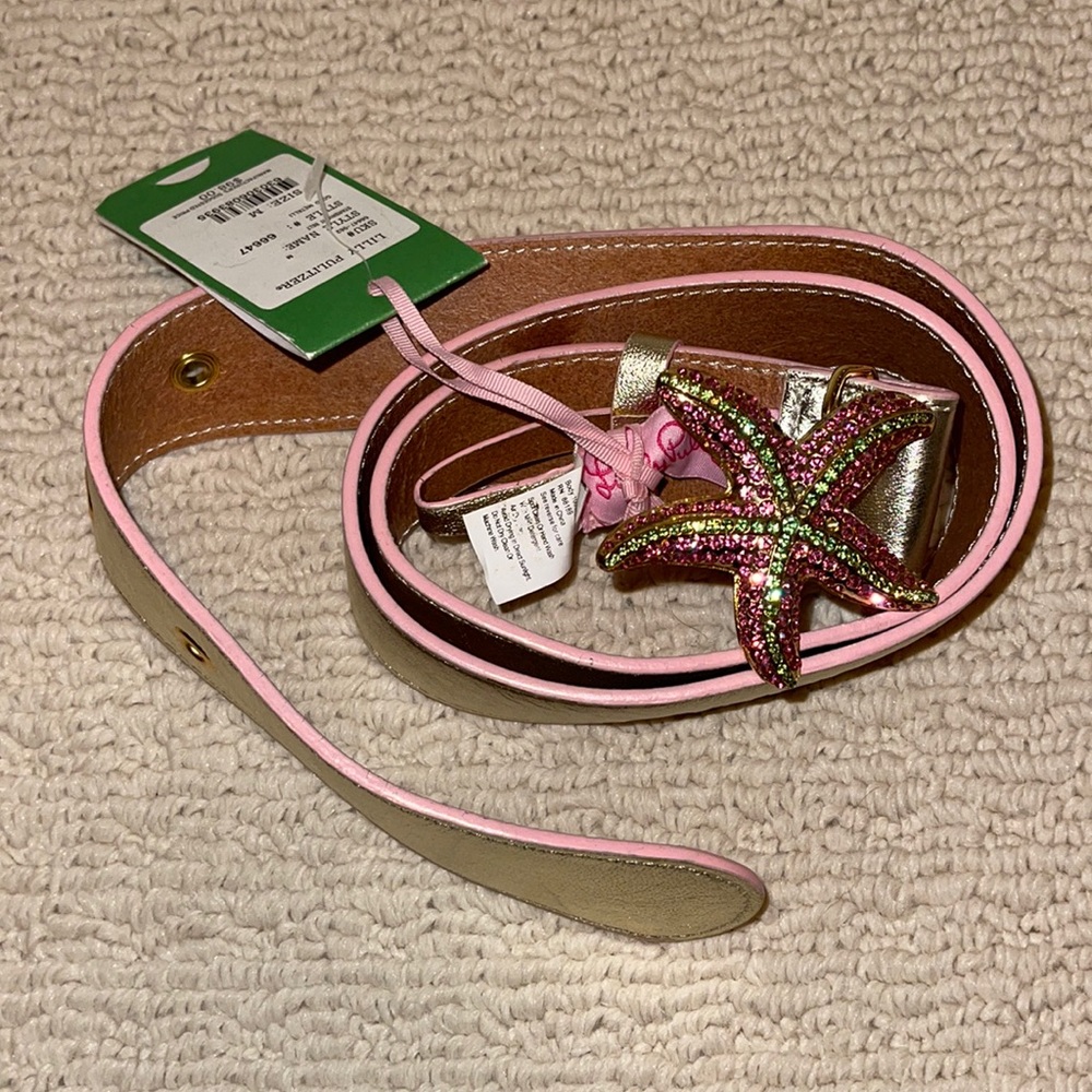 Lilly Pulitzer gold leather starfish belt M